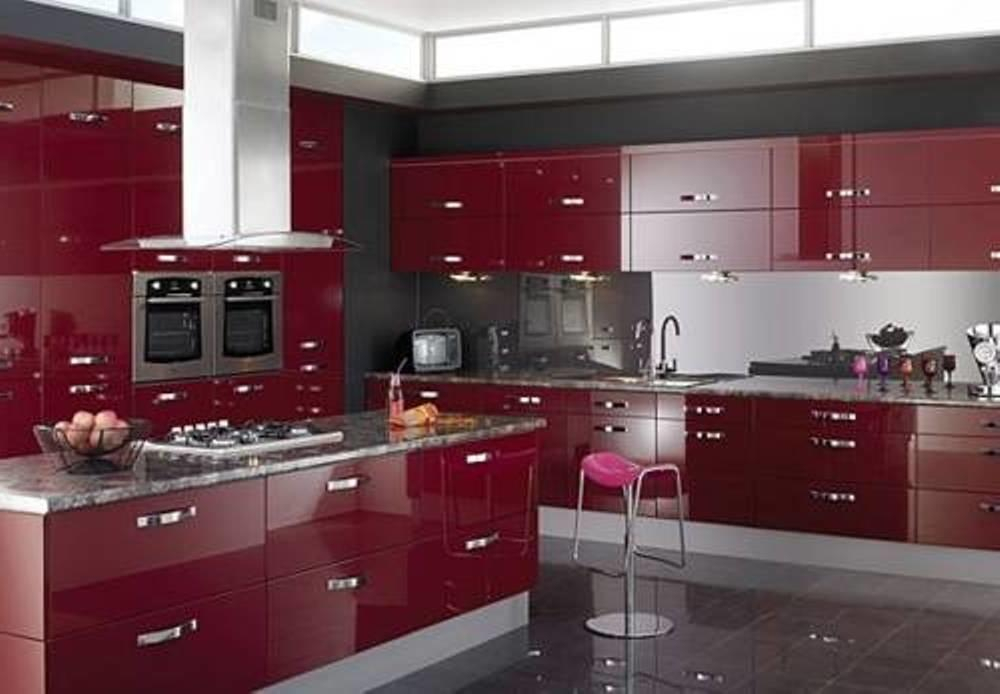 kitchen with lots of red color