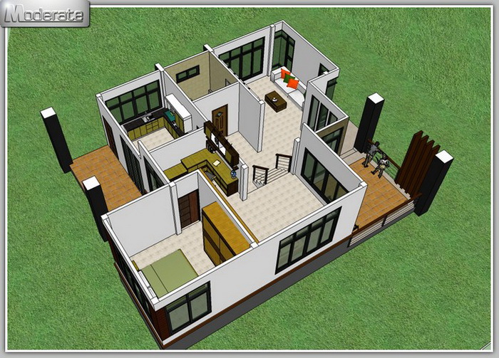 Half Floor Modern House Plan